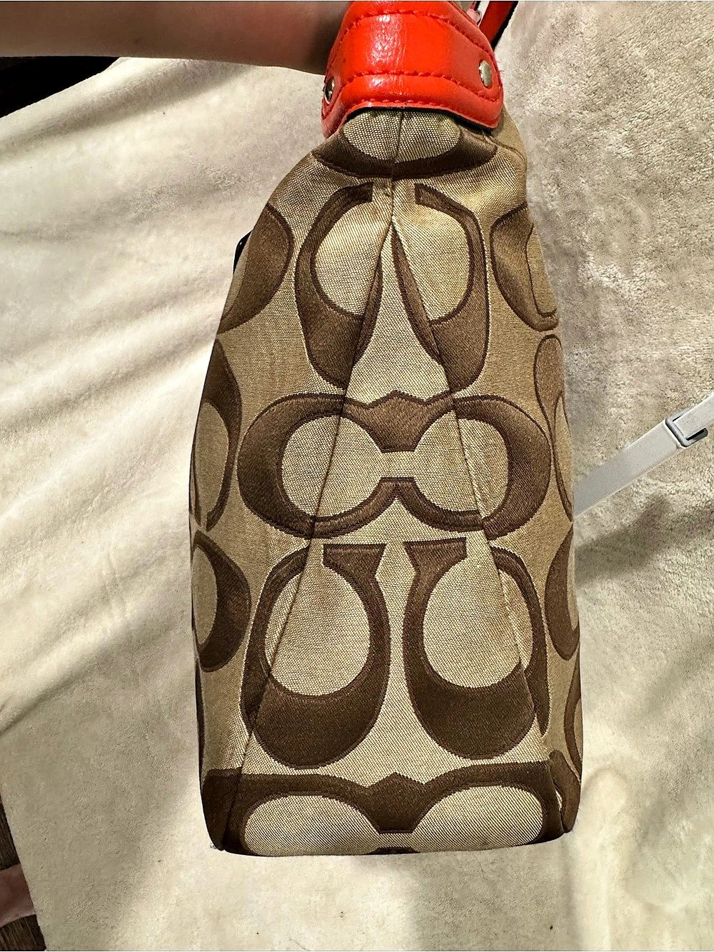 Coach Signature Canvas Tote in Brown & Orange - Picture 6 of 10